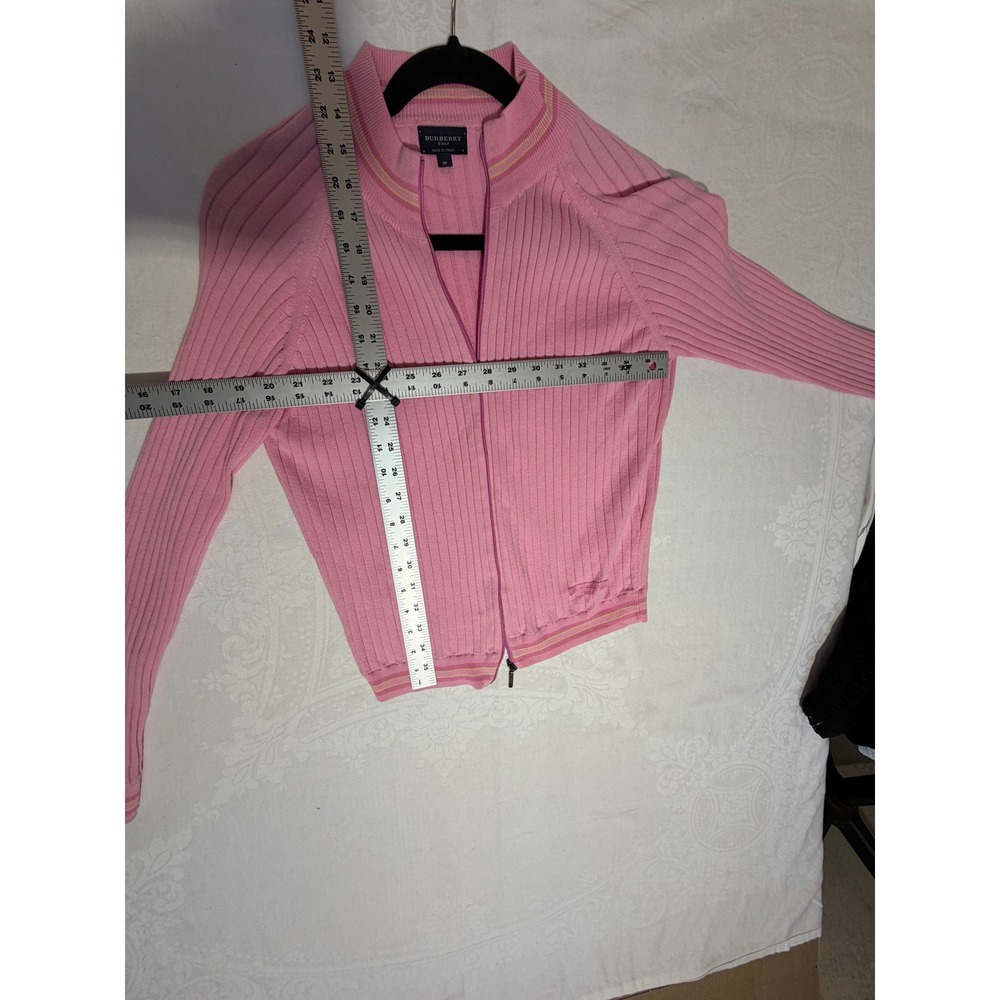 Burberry Golf Pink Ribbed Cotton Full Zip Cardigan & Shell Set Made in Italy M - Picture 3 of 9